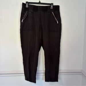 Chico’s Ankle Black Loose Fit Elastic Ankle Joggers Size 10